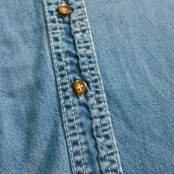 Vintage Snoopy Peanuts Chambray Denim Button Up Pocket Shirt 14w/16w - Picture 5 of 7